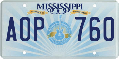 MS license plate AOP760