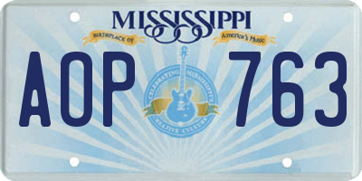 MS license plate AOP763