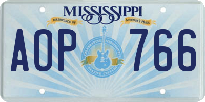 MS license plate AOP766