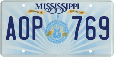 MS license plate AOP769
