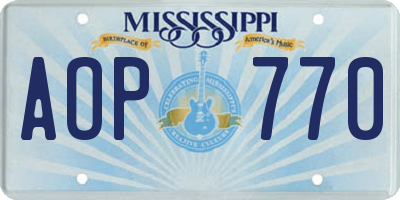 MS license plate AOP770