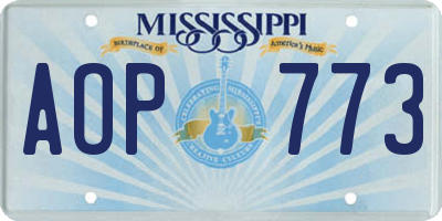 MS license plate AOP773