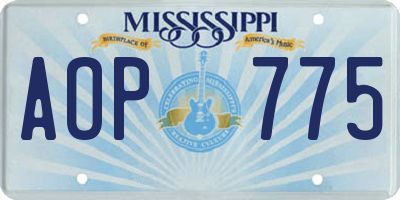 MS license plate AOP775