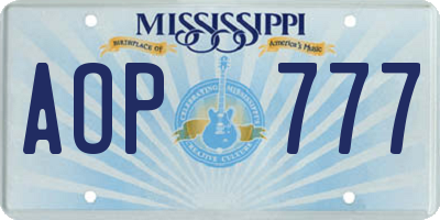 MS license plate AOP777
