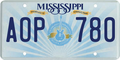 MS license plate AOP780