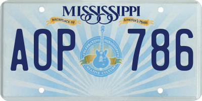 MS license plate AOP786