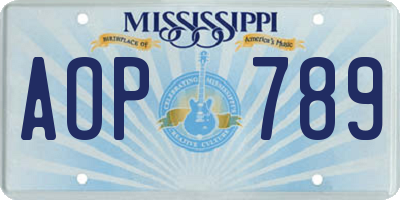 MS license plate AOP789
