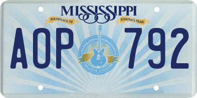 MS license plate AOP792