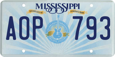 MS license plate AOP793