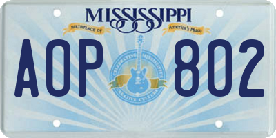 MS license plate AOP802