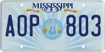 MS license plate AOP803