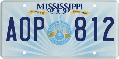 MS license plate AOP812