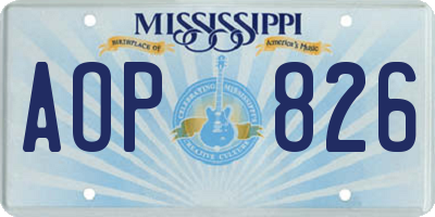 MS license plate AOP826