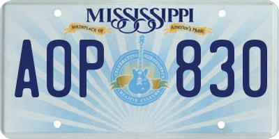 MS license plate AOP830