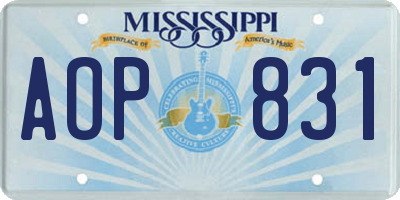 MS license plate AOP831