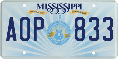MS license plate AOP833