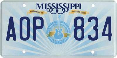 MS license plate AOP834