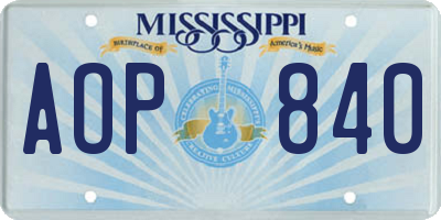 MS license plate AOP840