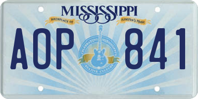 MS license plate AOP841