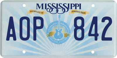 MS license plate AOP842