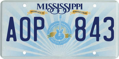 MS license plate AOP843