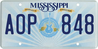 MS license plate AOP848