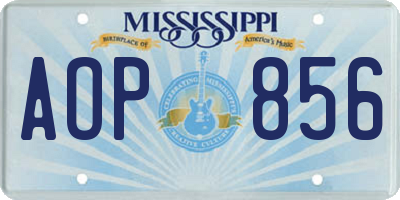 MS license plate AOP856
