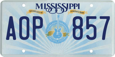 MS license plate AOP857