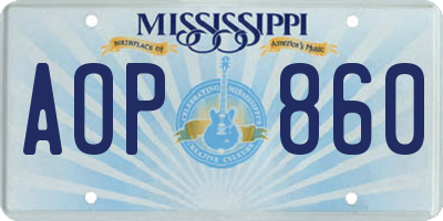 MS license plate AOP860