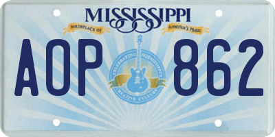 MS license plate AOP862