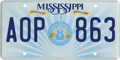 MS license plate AOP863