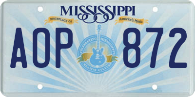 MS license plate AOP872