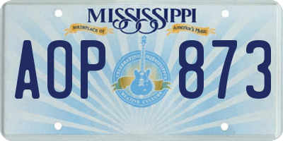 MS license plate AOP873