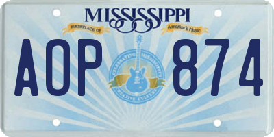 MS license plate AOP874