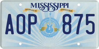 MS license plate AOP875