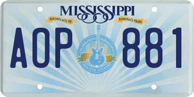 MS license plate AOP881