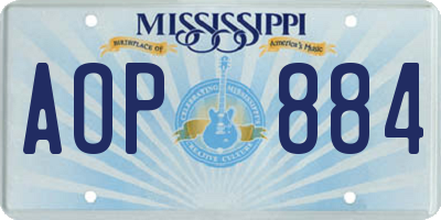MS license plate AOP884