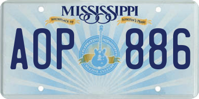MS license plate AOP886