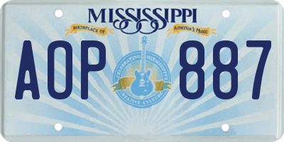 MS license plate AOP887