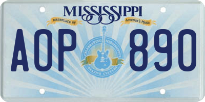 MS license plate AOP890