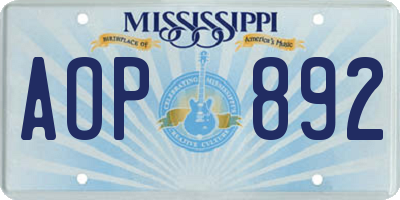MS license plate AOP892