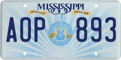 MS license plate AOP893