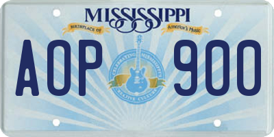 MS license plate AOP900