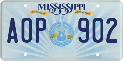 MS license plate AOP902