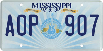 MS license plate AOP907