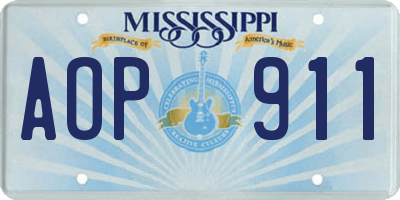 MS license plate AOP911