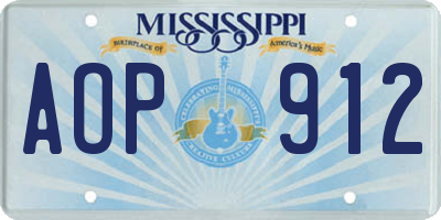 MS license plate AOP912