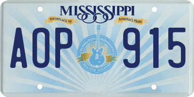 MS license plate AOP915