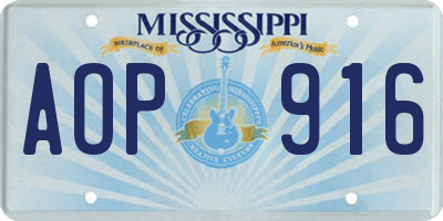 MS license plate AOP916