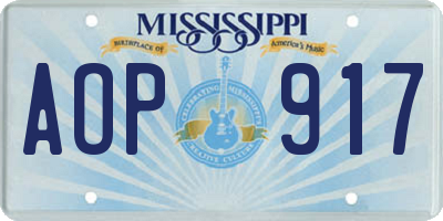 MS license plate AOP917